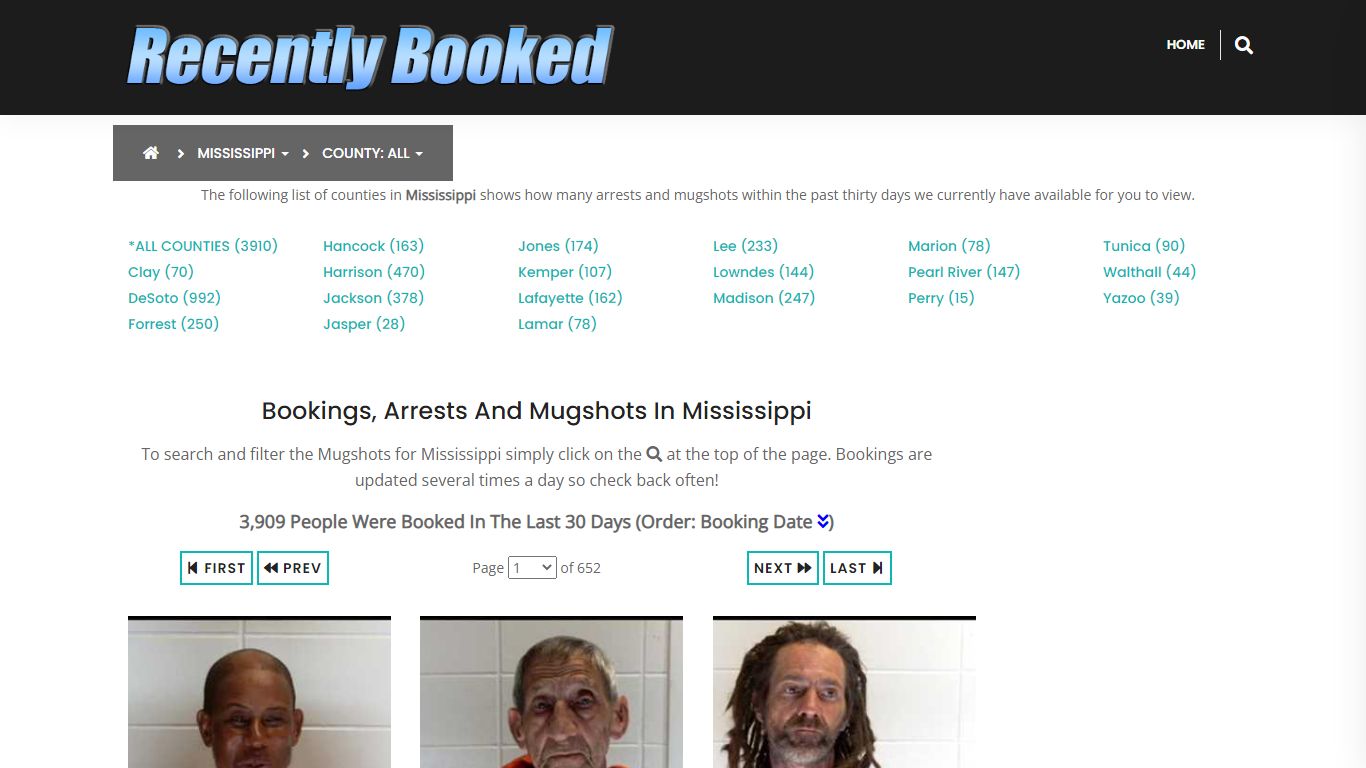 Recent bookings, Arrests, Mugshots in Mississippi - Recently Booked